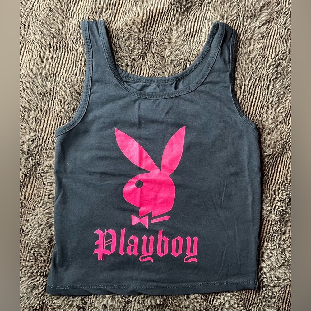PLAYBOY Black and Pink Tank Top Athletic Style